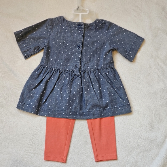 CARTER'S | Chambray Cotton Denim Polka Dot Top & Legging Set - Picture 4 of 8